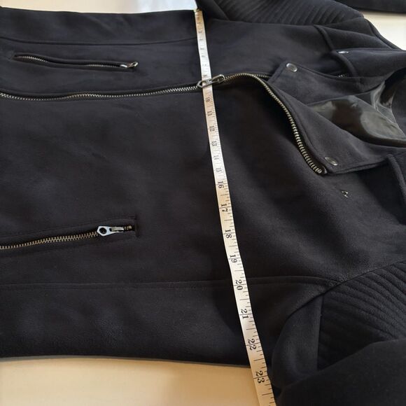 ASOS Design Biker Jacket Black Faux Suede Asymmetrical Zip Moto Jacket L - Picture 10 of 14